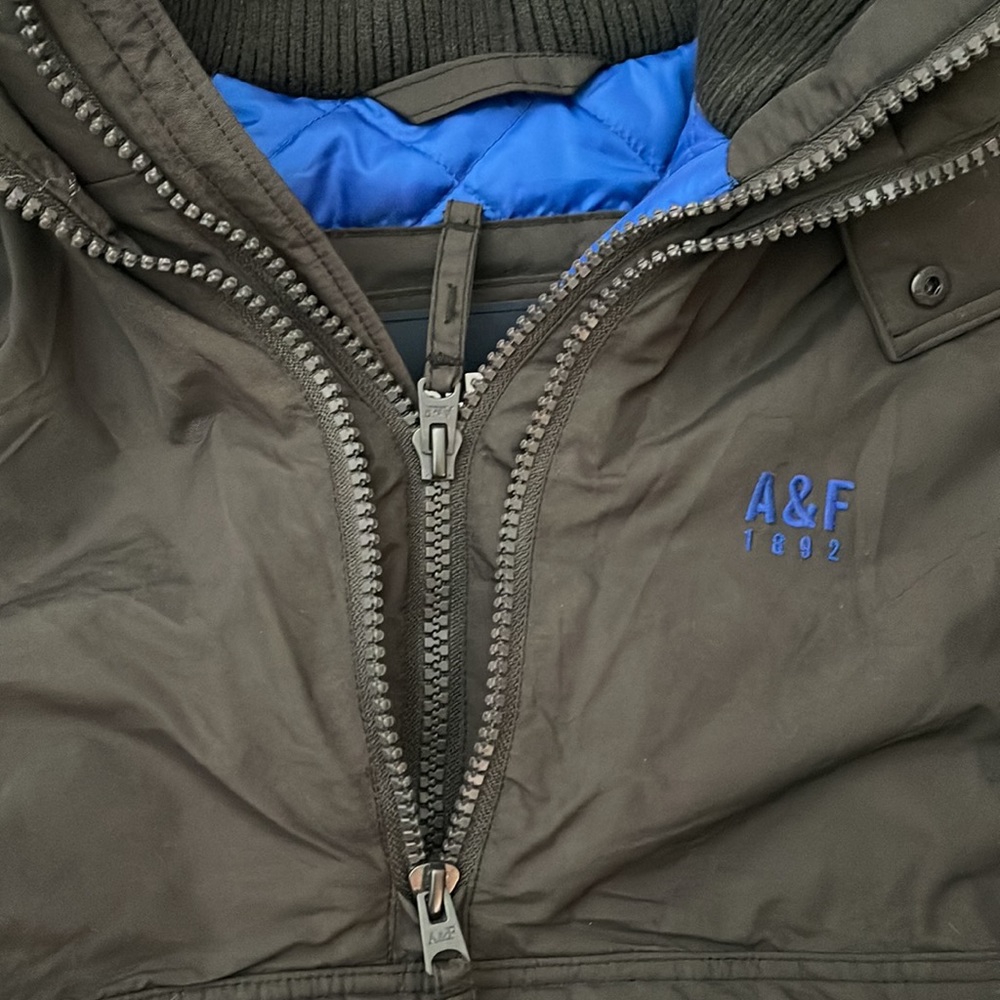 Men's Abercrombie & Fitch Half-Zip All Weather Hooded Jacket - Dark Gray Size XL
